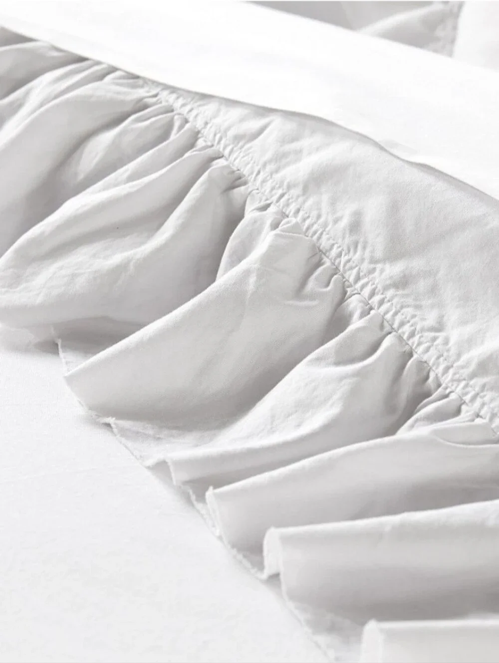 Pottery Barn Teen, Washed Cotton Ruffle Organic Duvet Cover, White, Twin/Twin XL